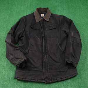VINTAGE CARHARTT C26 BLK FULL ZIP QUILT LINED DUCK CANVAS JACKET SIZE XL